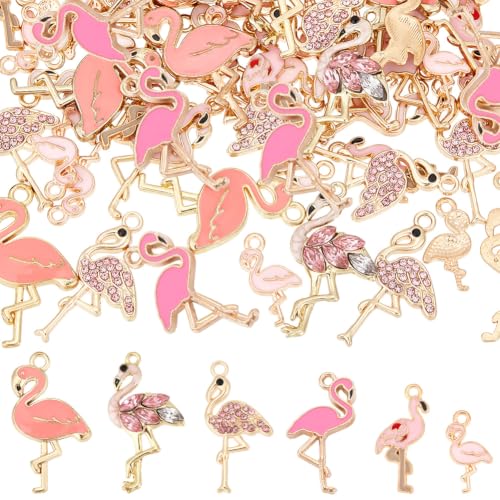 Kit de breloques flamant rose pour fabriquer des cadeaux faits main et porte-clés colorés