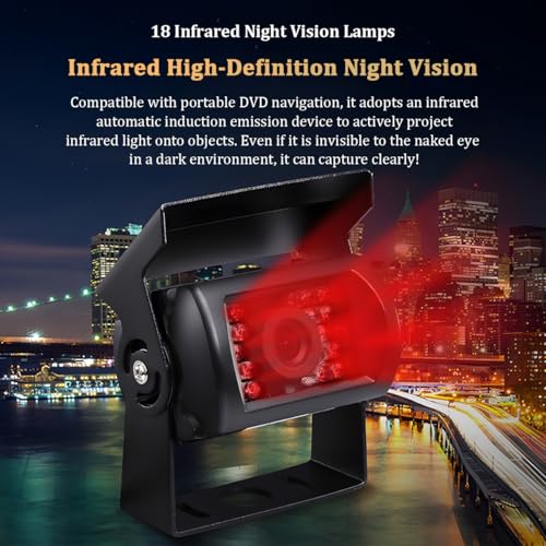 Zpana RV Backup Camera, Night Vision Wide View Angle Rear View Caravan Reverse Camera, Clear Camper Parking Safety & Towing Assistance Accessory, Compatible with Truck Motorhome Bus (AV)