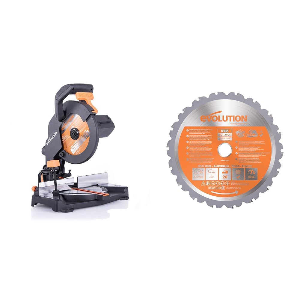 Scie à onglet Evolution R210CMS et lame multi-matériaux TCT 185 mm