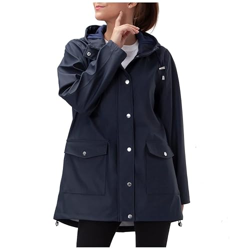 Rokka&Rolla Women's Waterproof Hooded Rain Jacket Outdoor Hiking Windbreaker Raincoat