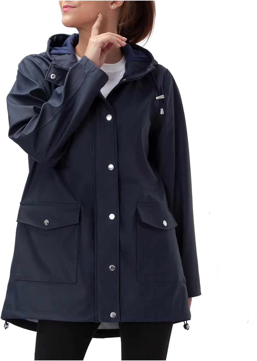 Rokka&Rolla Women's Waterproof Hooded Rain Jacket Outdoor Hiking Windbreaker Raincoat
