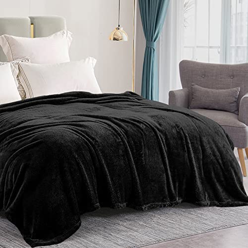 Exclusivo Mezcla Plush Fuzzy Fleece Twin Size Bed Blanket, Super Soft Fluffy And Thick Blankets For Travel Bed And Couch (Black, 90X66 Inches) #TOP1