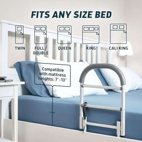 Image of Lunderg Bed Assist Rail for Seniors with Non-Slip Grab Bar - Easy to Install Bed Rails for Elderly Adults Safety & Post-Surgery - Helps Reduce Falls & Support Independence