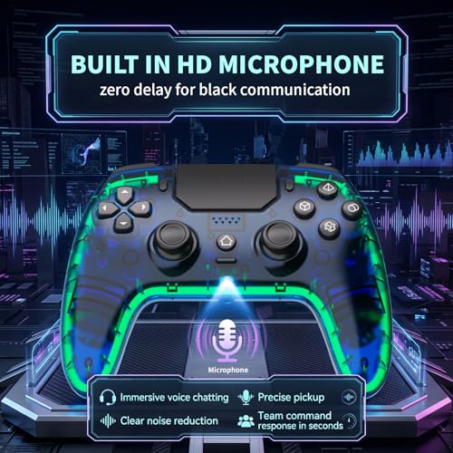 Image of SZDILONG Wireless Controller for PS5 with RGB Light,Compatible with PS5 /Slim /Pro,iOS,MAC,Steam,Android /PC Windows,Support Hall Sticks /Microphone /Dual Vibration /Turbo /Programmable,with 3.5mm Audio Jack