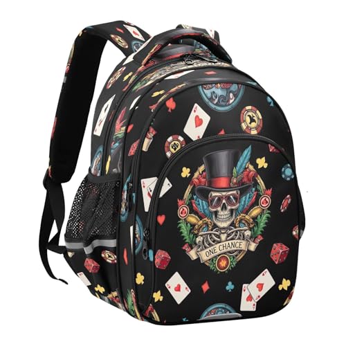 15 Inch Backpack for Kids, Kids Backpack Girls Elementary School, Vintage Skeleton Feathers Black2