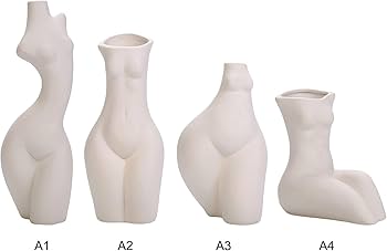 Gezicht Vazen voor Bloemen, Leuke Hoofd Vaas Unieke Witte Keramische Body Vaas Vrouwelijke Vorm Moderne Vazen voor Thuis Woonkamer Kantoor Plank Koffie Eettafel Decor