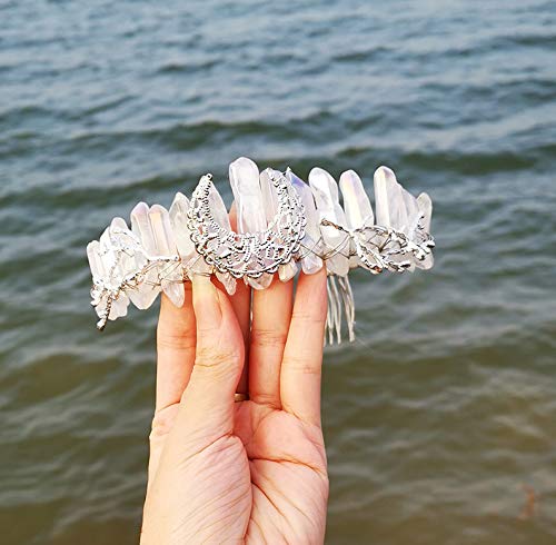 Zivyes White Goddess Crown Crystal Tiara Rhinestone Wedding Birthday Mermaid Crowns And Tiaras For Women #TOP2