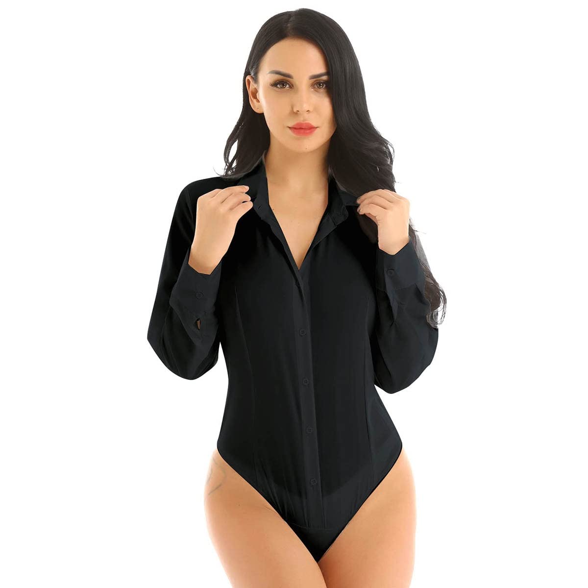 Eleganckie body damskie damskie formalne biurowe damskie białe bluzki Plus rozmiar pajacyki ubrania (kolor: A, rozmiar: kod XL)