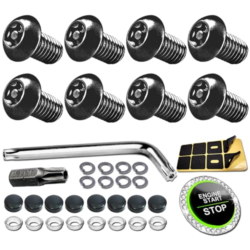NJNYLLC M5 License Plate Screws for BMW & Tesla - M5-0.8x8mm Anti-Theft Black Stainless Steel Car Tag Bolts, Rustproof Security Fasteners Hardware with Caps