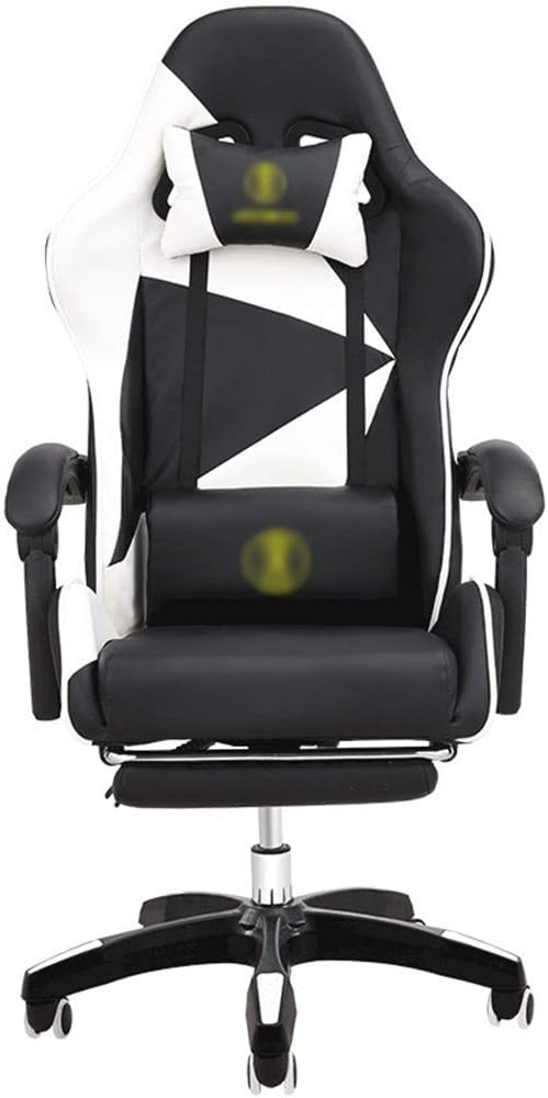 Gaming Video Game Chair Office Racing Chair with Footrest Ergonomic Design Adjustable Headrest Lumbar Adult Racing Computer Gaming Chair (Color : Black Size : 65X65X120CM)