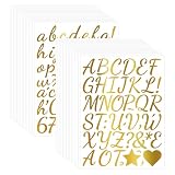 Satiskid 30 Blatt Goldene Buchstaben Aufkleber Set - 1600 Stück 1 Zoll Glitzer Brief Aufkleber, Selbstklebende Folie Buchstaben Zahlen & Symbole für Scrapbookinglettering, Bastelprojekte und Personali