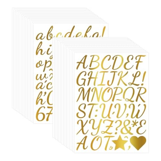 Satiskid 30 Blatt Goldene Buchstaben Aufkleber Set - 1600 Stück 1 Zoll Glitzer Brief Aufkleber, Selbstklebende Folie Buchstaben Zahlen & Symbole für Scrapbookinglettering, Bastelprojekte und Personali