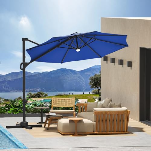 Garvee 10Ft Cantilever Patio Umbrella with 360° Rotation, Adjustable Tilt, Heavy-Duty 600D Oxford Fabric, Rust-Proof Aluminum Frame, Fits Most Stands, Without Base Weight