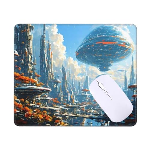 Mousepad Zukunftstechnologie Mauspad Kleine 29 x 24 x 0.3 cm, mit Rutschfester Gummiunterseite, Wasserdichtes Mouse Pad, Mini Gaming Mauspad für Damen, Herren, Kabellose Maus Laptop Büro T-8321