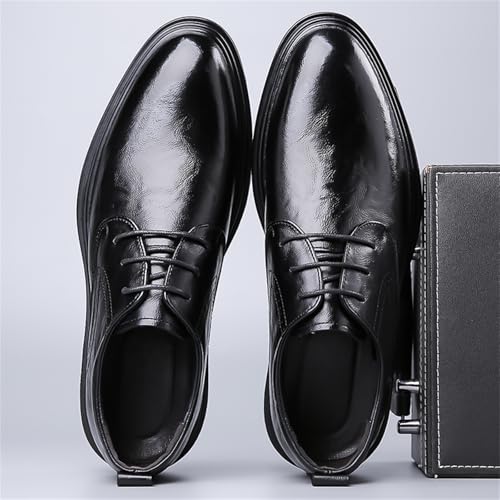 Men's Leather Lace Up Platform Dress Oxford Shoes Round Burnished Toe Low Block Heel Non Slip Shoes for Formal Office Weddings Parties Dating Casual Business Events3