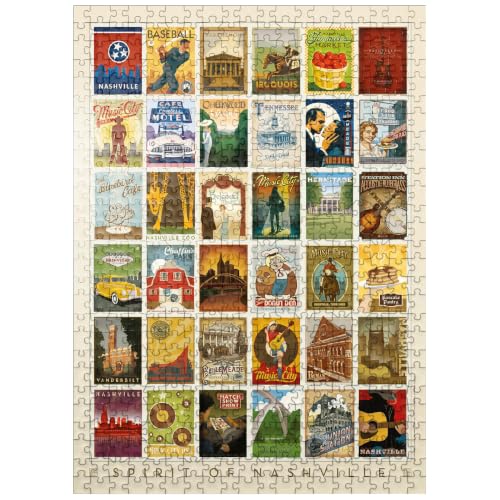 MyPuzzle Spirit of Nashville, Collector's Print, Vintage Poster - Premium 500 Piece Jigsaw Puzzle for Adults