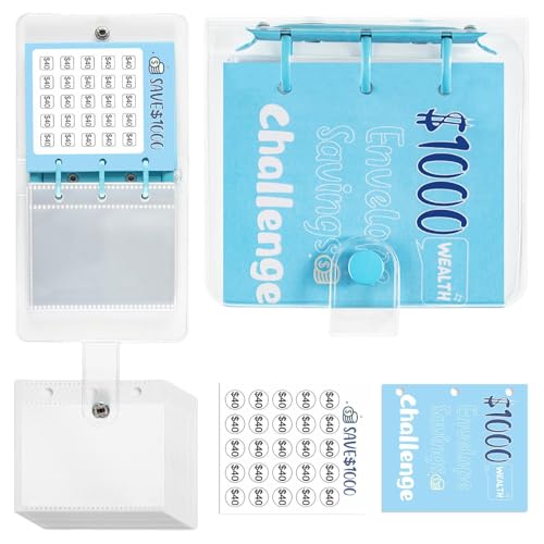 Classeur budgétaire avec enveloppes d'argent, livre de défi d'épargne de 25 enveloppes, planificateur d'économie d'argent amusant et facile de 1 000 $ pour les âges