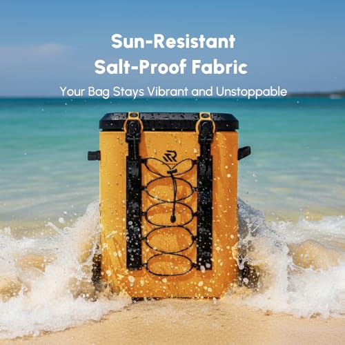 Image of Premium Zipperless Magnetic Kayak Cooler Backpack | 48 Hours Insulated Leakproof Soft Cooler with One-Hand Lid, TPU Cooler for Camping Boating Beach Water Sports