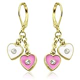 Kids Earrings with Enamel Hearts 18k Gold Plated Girls Jewelry Sets Heart Gifts for Little Girls