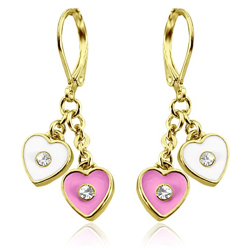 Heart Earrings For Women Gold Plated Dangle Earrings - Heart Hoop Earrings For Women Heart Earrings For Teens Quality Fashion Jewelry Earrings For Mom For Mothers Day Gifts Secure Leverback Earrings