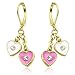 Kids Earrings with Enamel Hearts 18k Gold Plated Girls Jewelry Sets Heart Gifts for Little Girls