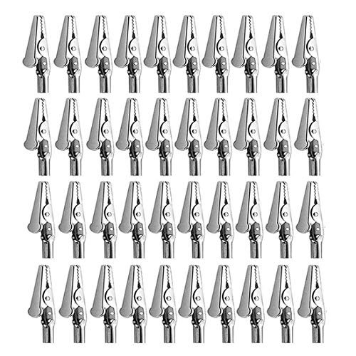 Qmseller 40Pcs 51Mm Metal Alligator Clip Spring Clamps Test Line Crocodile Clip Silver Tone Alligator Clips Nickel Plated Crocodile Clamps, Used In Laboratory Electric Testing Work And Cable Lead Clip #TOP1
