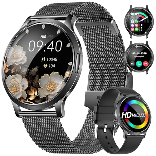 DREMAC - Reloj inteligente para mujer con llamada Bluetooth, 1,32 pulgadas, reloj de fitness con 110 modos deportivos, frecuencia cardíaca, ciclo menstrual/SpO2/sueño, IP68 impermeable para iOS