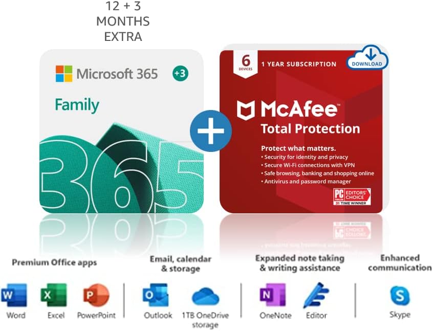 Microsoft 365 Family Office 365 apps Multiple PCs/Macs, Tablets and