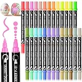 26 Colors Acrylic Paint Markers, Dual Tip Acrylic Paint Pens for Rock Painting, Black Paper, Wood, Canvas, Stone, Glass, Ceramic, DIY Crafts Making Art Supplies