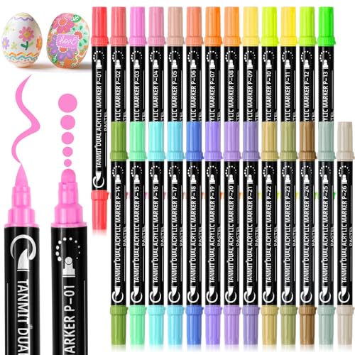 26 Colors Acrylic Paint Markers, Dual Tip Acrylic Paint Pens for ...