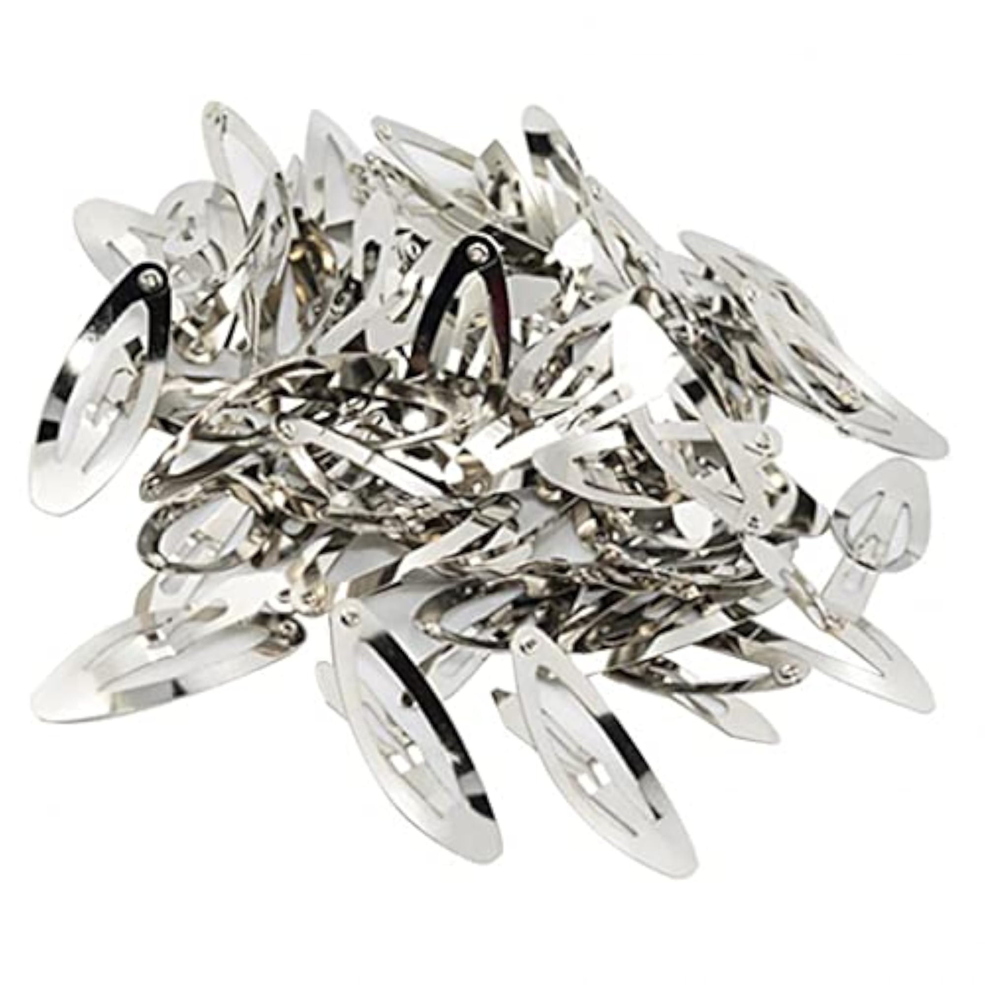 100pcs Rounded Snap Clip Oval Silver Metal Hair Barrettes