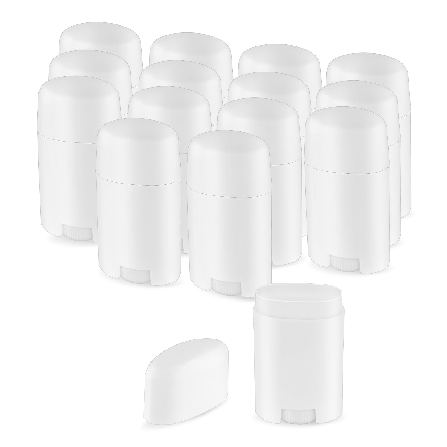 DynnnDy 15 Pcs 50g/1.7oz White Oval Plastic Deodorant Containers Refillable Oval Shaped Lip Balm Tubes Top-fill Lotion Stick Bottles for Homemade Chapstick Crayon Lipsrtick Moisturizer