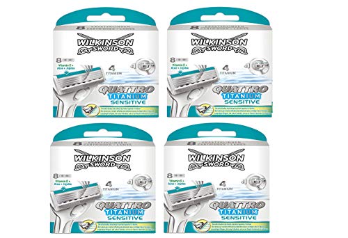 Wilkinson Sword Quattro Titanium Sensitive Klingen, 32 Stück