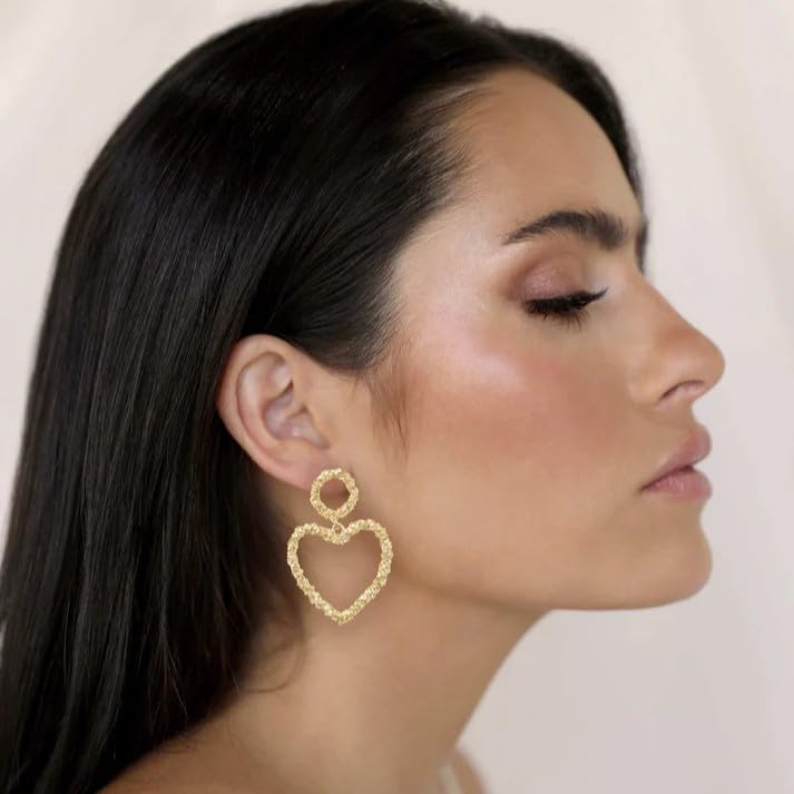 Ettika Dangle Earrings for Women. 18k Gold Plated Heart Earrings. Fashion Jewelry. Great Gift - Image 2