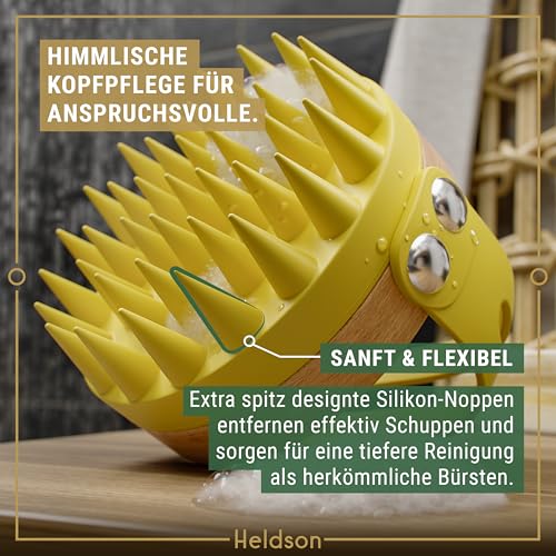 HELDSON Kopfhaut Massagebürste Bambus – Kopfmassage & Shampoo Bürste – Ansicht 3