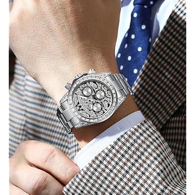 ADSBIAOYE Watches for Men Automatic Diamond Stainless Steel Waterproof Luminous Luxury Dress Wrist Watches