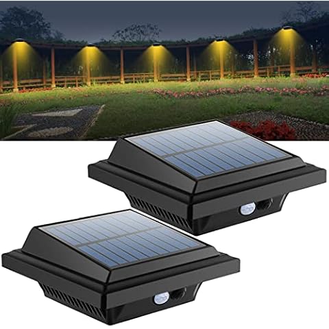 40 LED Motion Sensor Solar Lights Outdoor, IP65 Waterproof Level, Wide Angle Illumination, 120° PIR Motion Detector, Black Warm Gutter Lights with Rechargeable Battery for Garden,Fence,Wall(2 PCS) Cover