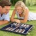 Backgammon Set - Classic Board Game with Premium Leather Case - Portable Travel Strategy Backgammon Game Set for Adults, Kids - Suitable as (11inch, Navy)