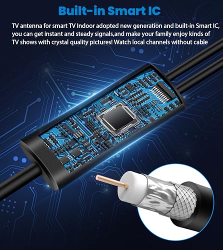 2026 Upgraded TV Antenna for Smart TV, 3000+ Miles Range Strongest Digital HD TV Antenna Indoor Ourdoor with Amplifier Signal Booster, Waterproof Design, 4K 1080p Support 360&deg;,32.88FT Cable