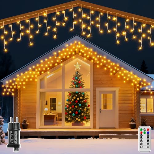 Hopexy Eisregen Lichterkette Außen, 8m 240 LEDs Weihnachtsbeleuchtung IP44 wasserdicht Beleuchtung Weihnachten mit Stecker, Timer, 8 Modi für Innen Außen Weihnachten, Balkon, Vorbau Geländer Warmweiß Hopexy Eisregen Lichterkette Außen, 8m 240 LEDs Weihnachtsbeleuchtung IP44 wasserdicht Beleuchtung Weihnachten mit Stecker, Timer, 8 Modi für Innen Außen Weihnachten, Balkon, Vorbau Geländer Warmweiß