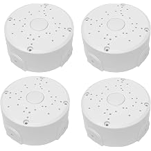 Universal Junction Box for Dome and Bullet IP Security Cameras, White, ABS Plastic, Rainproof, Round,4 Pack