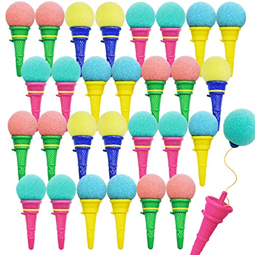 Image of Juuxncgv 30PCS Ice Cream Shooters Toy,4 Inch Ice Cream Foam Ball Launcher,Mini Ice Cream Launcher Cone Sponge Balls for Kids,Children,Carnival Prize,Party Favors,Goody Bag Filler