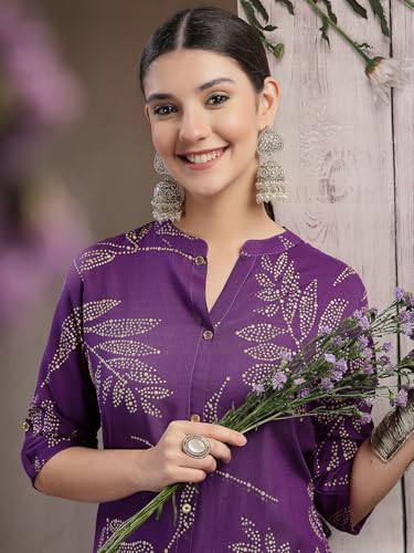 Image of Stylum Women's Floral Printed Rayon A-Line Kurta