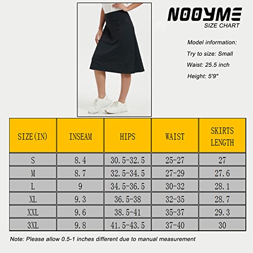 Nooyme Midi Skirt For Women Athletic Skorts With 3 Pockets 28" Long Knee Length Modest Skirts Active Running Skort (X-Large,Black) #TOP6
