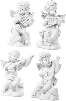 Wakauto 4pcs Mini Cupid Figurines Charming Desktop Craft Ornaments for Home Office Decor Lovely Sculptures for Art Supply Models Tabletop Decoration
