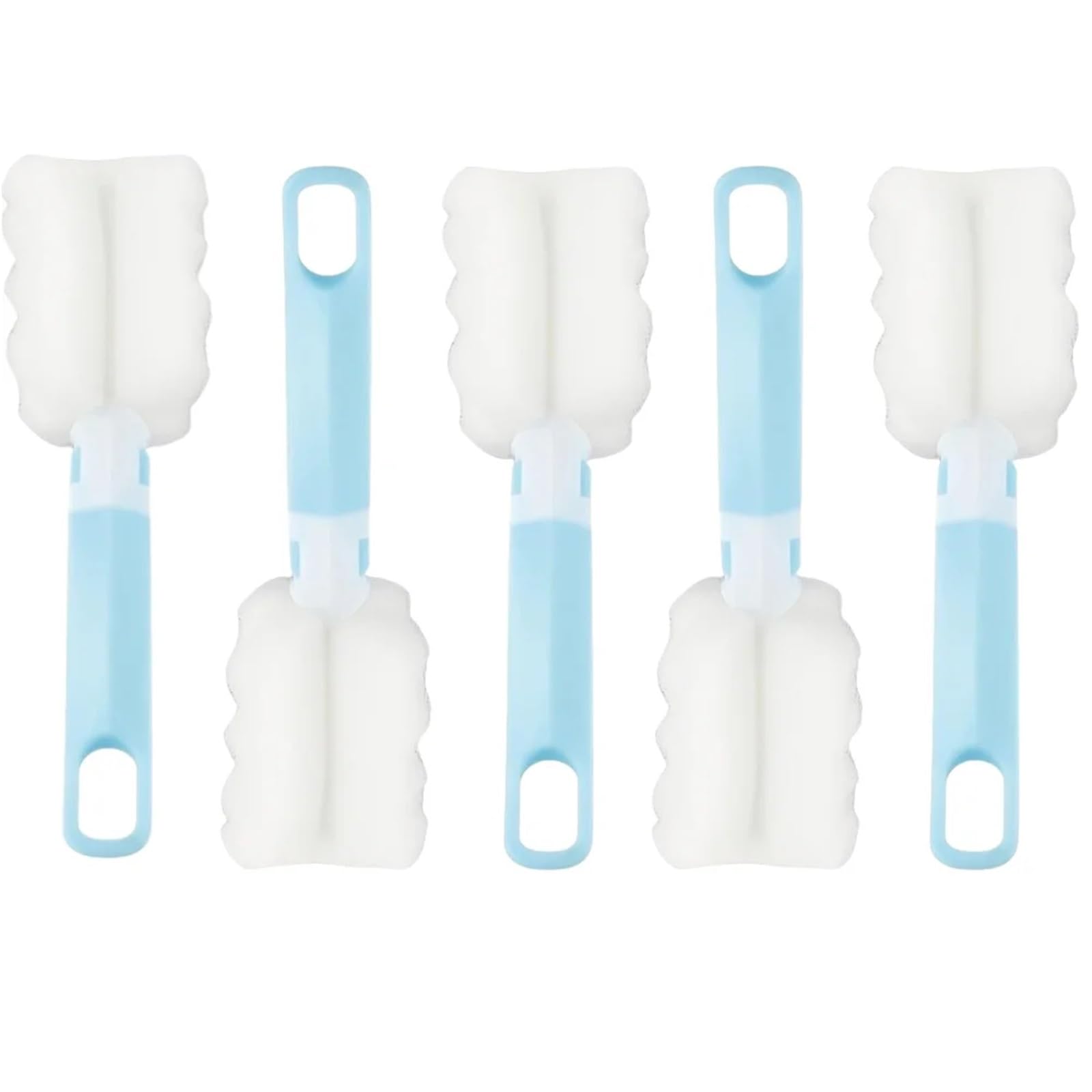 bottle brush Cups Sponge Brush 1/5pcs Long-Handle For Glass Bottles Scrubber For Efficient Cleaning Sponges Kitchen Clean Tool(Blue 5pcs)