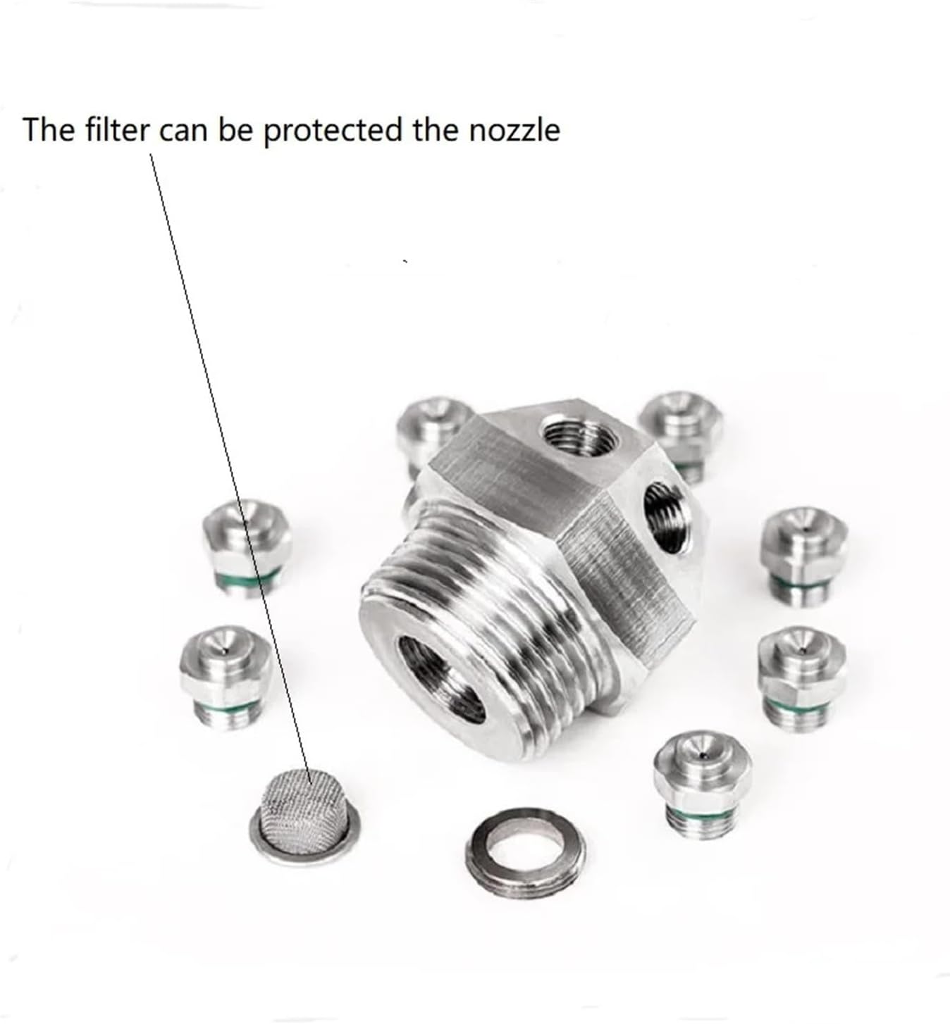 Compatible For XWT Type Medium And High Pressure Multiple Superfine Water Mist Nozzle Fire Jet Spray Nozzle, 7 Tips Fog Jet Nozzle(1 inch)