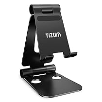 tizum Fully Foldable Tablet Stand Holder with Adjustable Angles & Scratch-Proof, Anti-Slip Rubber Pads, Anodized Aluminium Desktop Stand