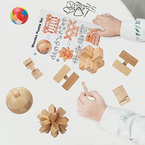 17 Pack Brain Teasers Puzzles For Kids & Adults, Brain Teasers Metal And Wooden Iq Puzzle Toys Mind Game 3D Coil Cast Wire Unlock Interlock Magic Ball Puzzles For Teenagers #TOP5