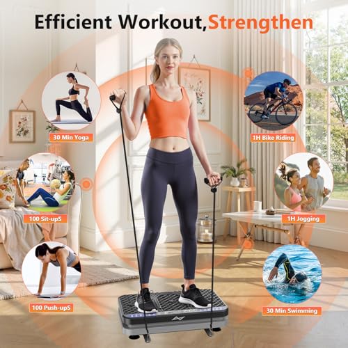 AXV Vibration Plate Fitness Platform Exercise Machine Vibrating Shaking Full Body Shaker Workout Vibrate Stand Shake Board Sport for Weight Loss Fat Burner for Gym Home Office by AXV - Used condition - Image 2